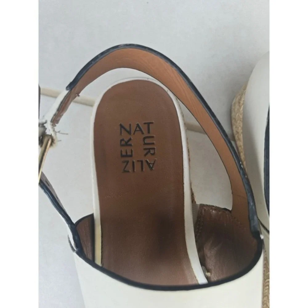 Naturalizer Jaycie Platform Espadrille Sandals White Leather‎ Women's Size 9.5M